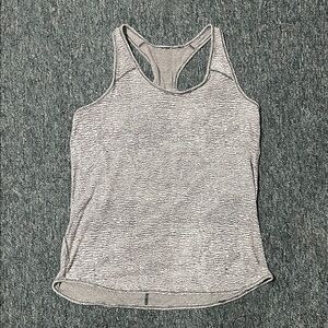 Lululemon white and gray workout racer back relaxed fit Tank Top yoga spin